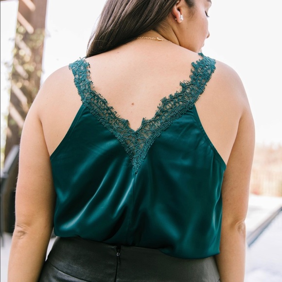 Naughty 'N' Nice Lace Trimmed Cami In Teal - Picture 7 of 8